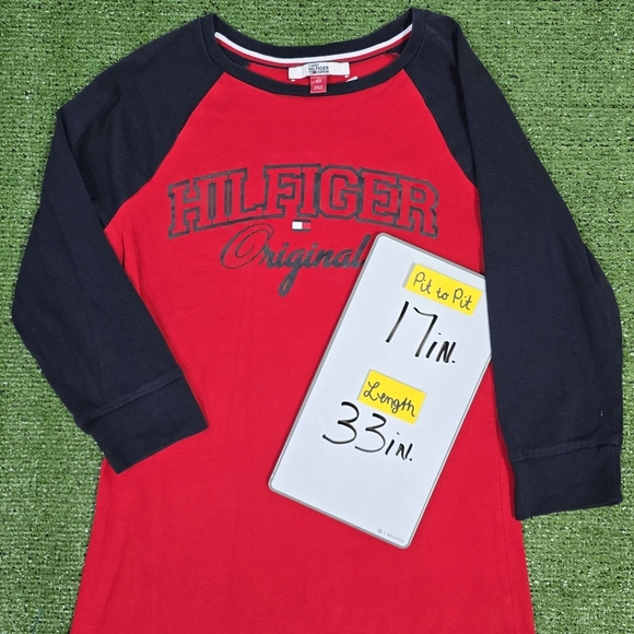 TOMMY HILFIGER | 100% COTTON CREW NECK QUARTER SLEEVE CASUAL SHIRT DRESS - Picture 16 of 16